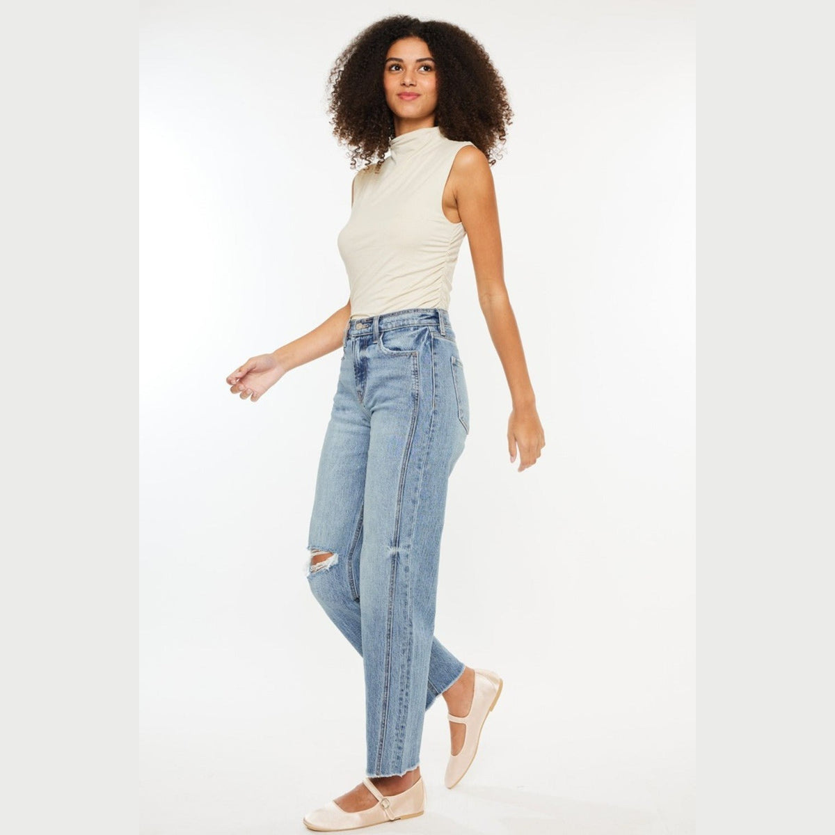 Kancan Ultra High Rise Distressed Straight Jeans