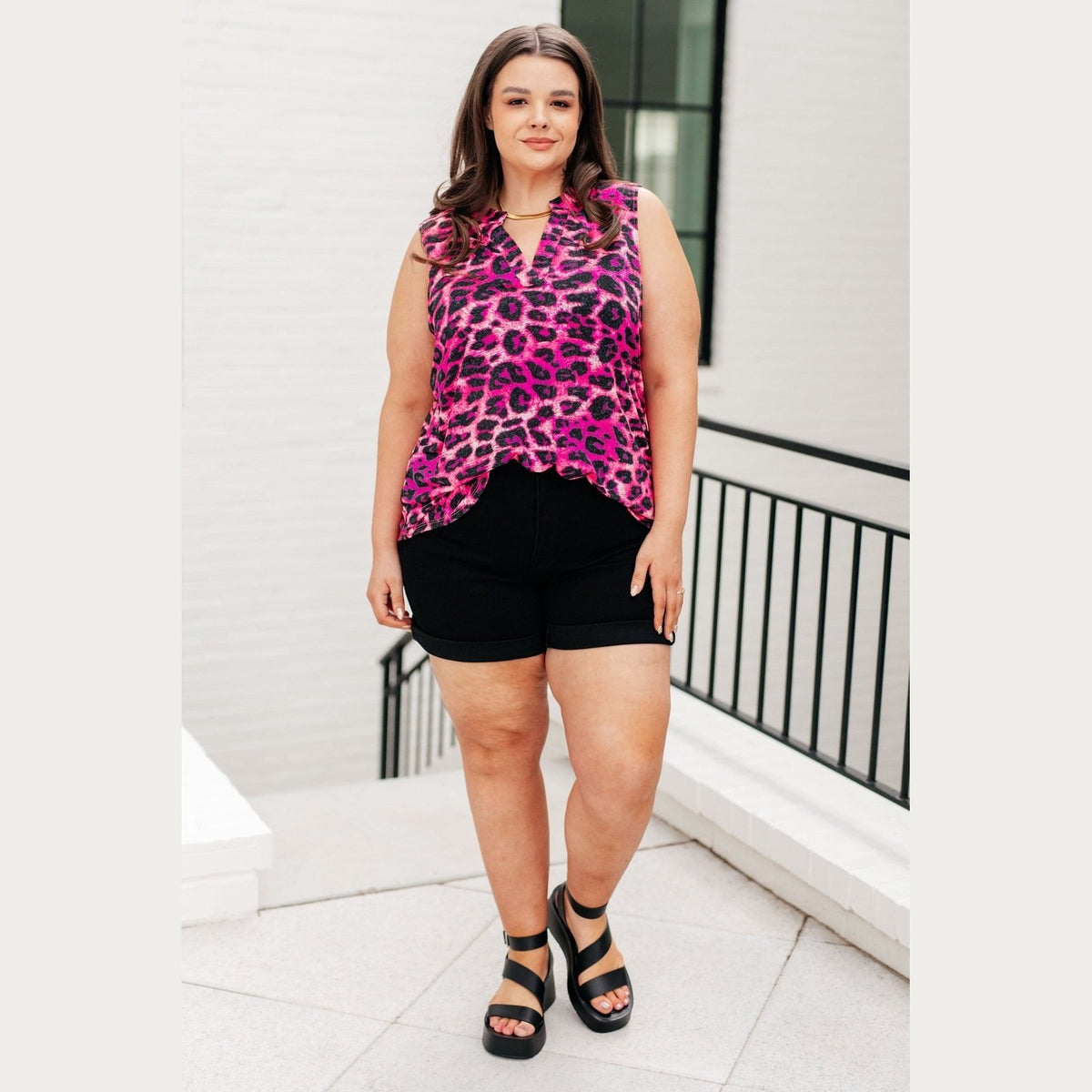 Lizzy Tank Top in Pink Multi Leopard