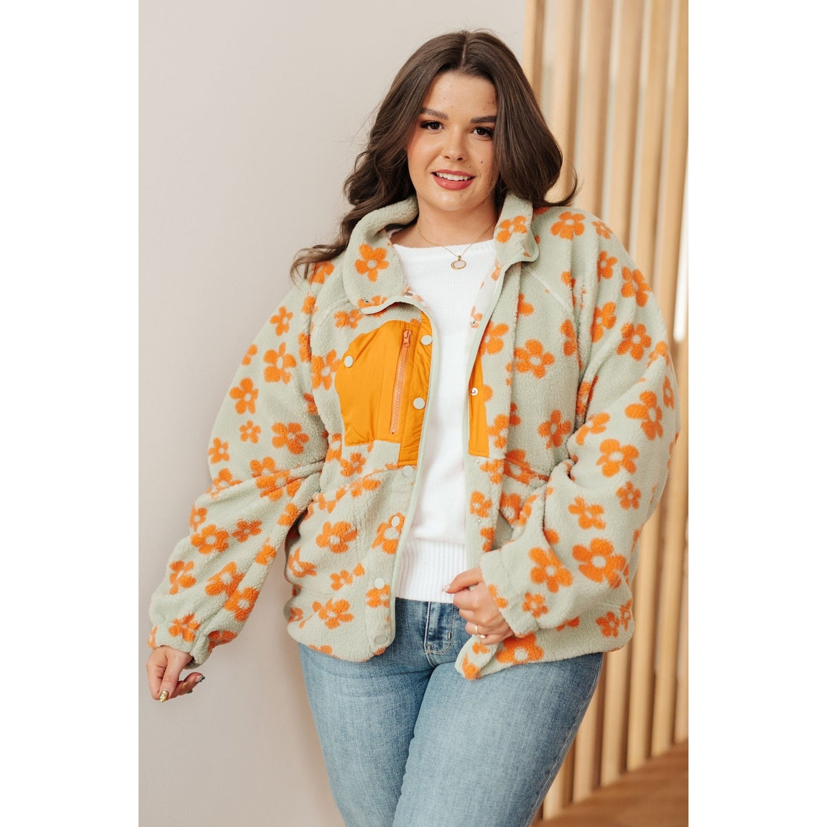 Love It Don't Leave It Floral Fleece Jacket