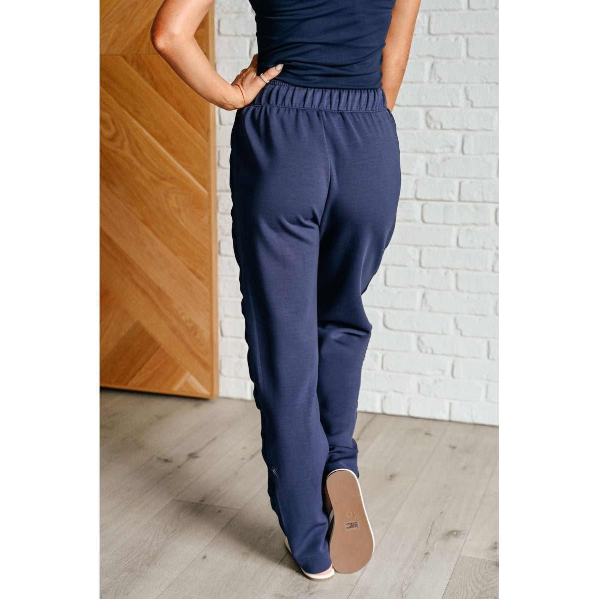 Lysa Satin Stripe Lounge Pants in Smoky Navy