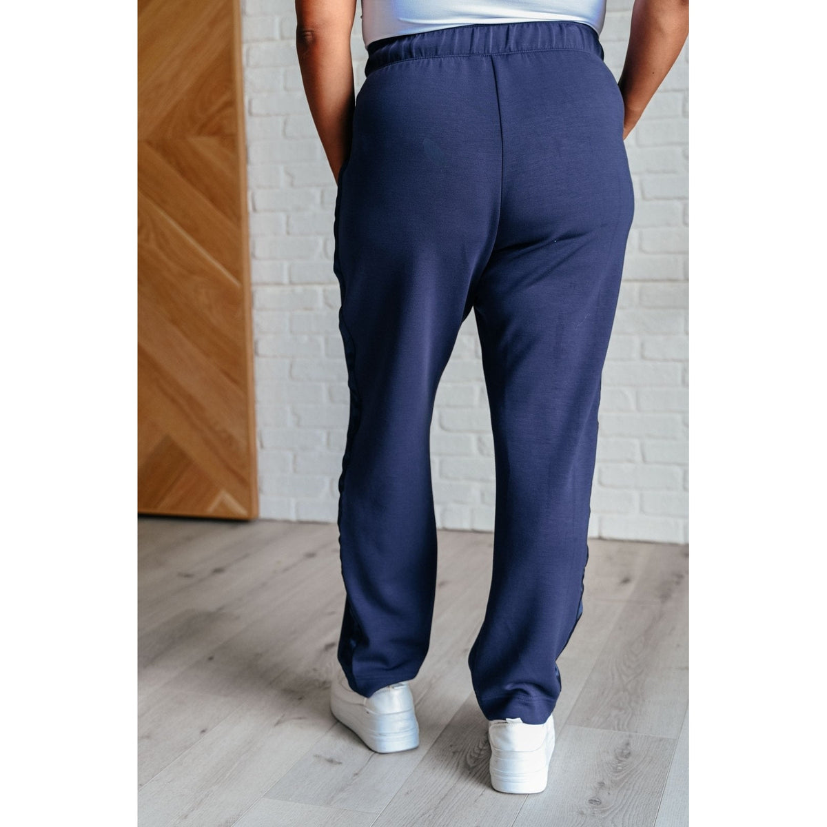 Lysa Satin Stripe Lounge Pants in Smoky Navy