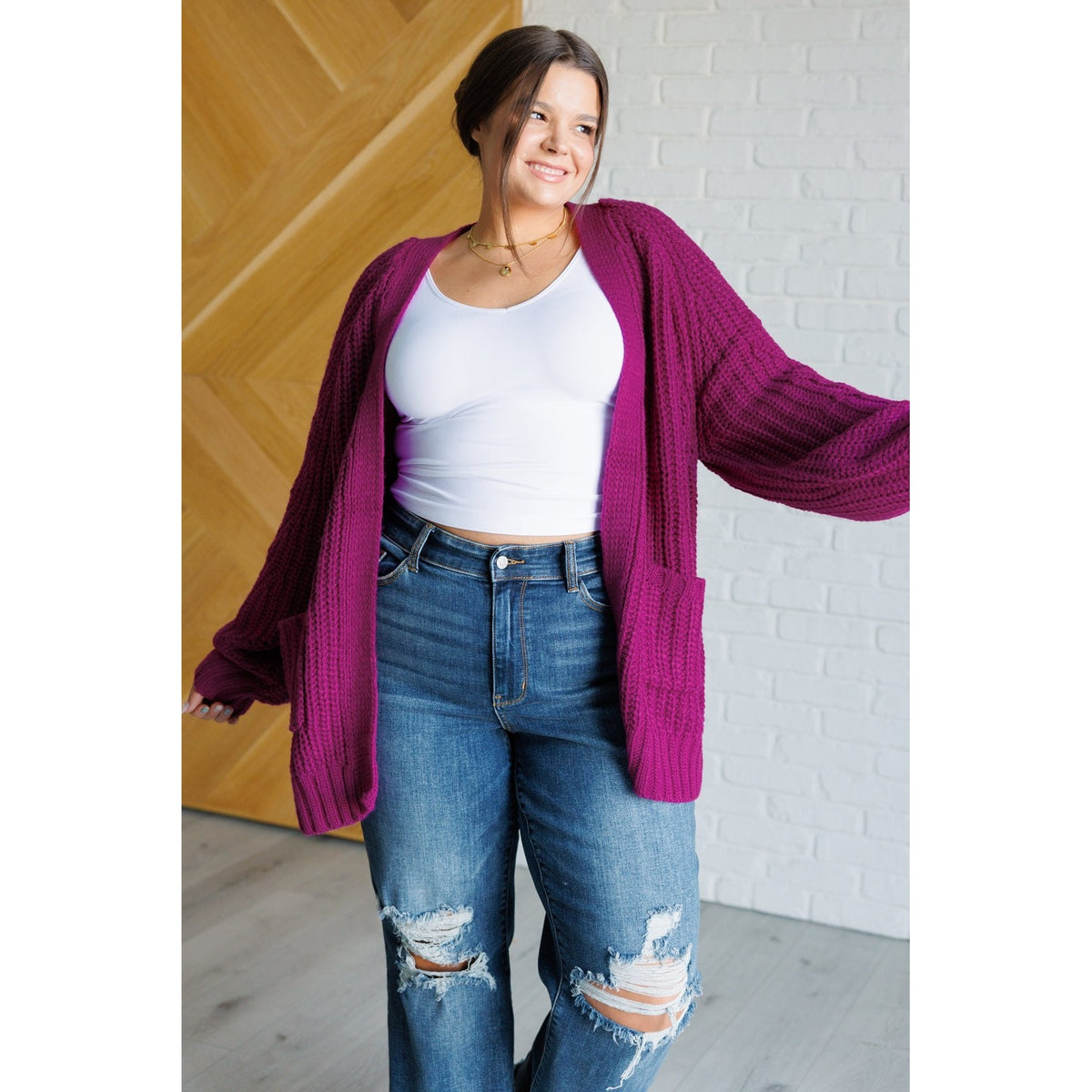 Maybe Monday Cardigan in Berry