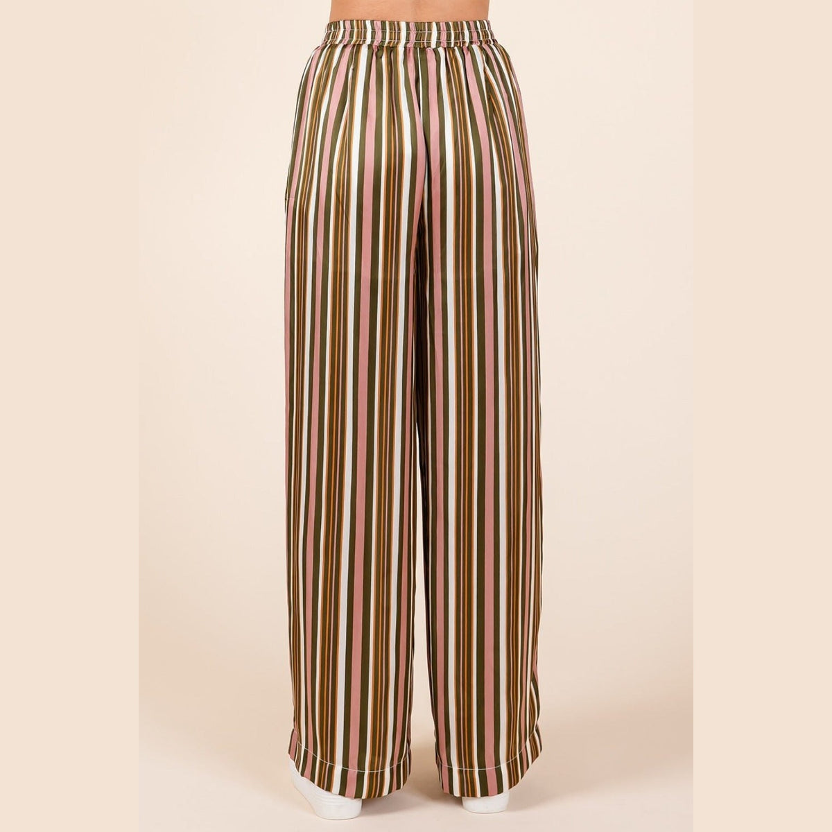 Mittoshop Striped Satin Elastic Waist Wide Leg Pants