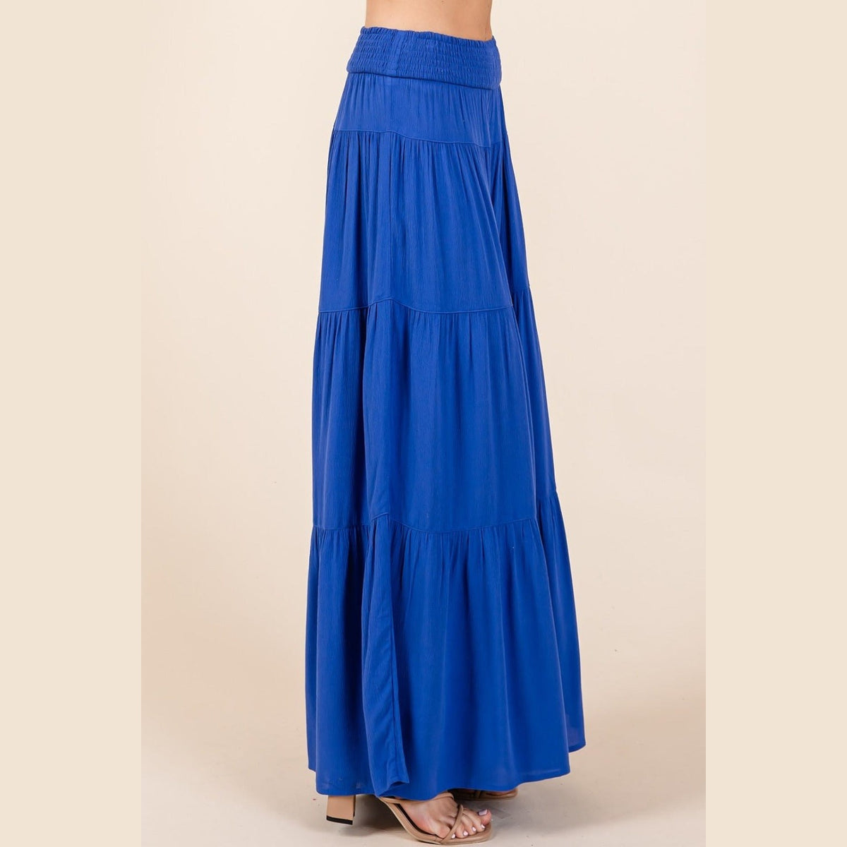 Mittoshop Tier Detail Smocked Elastic Waist Wide Leg Pants