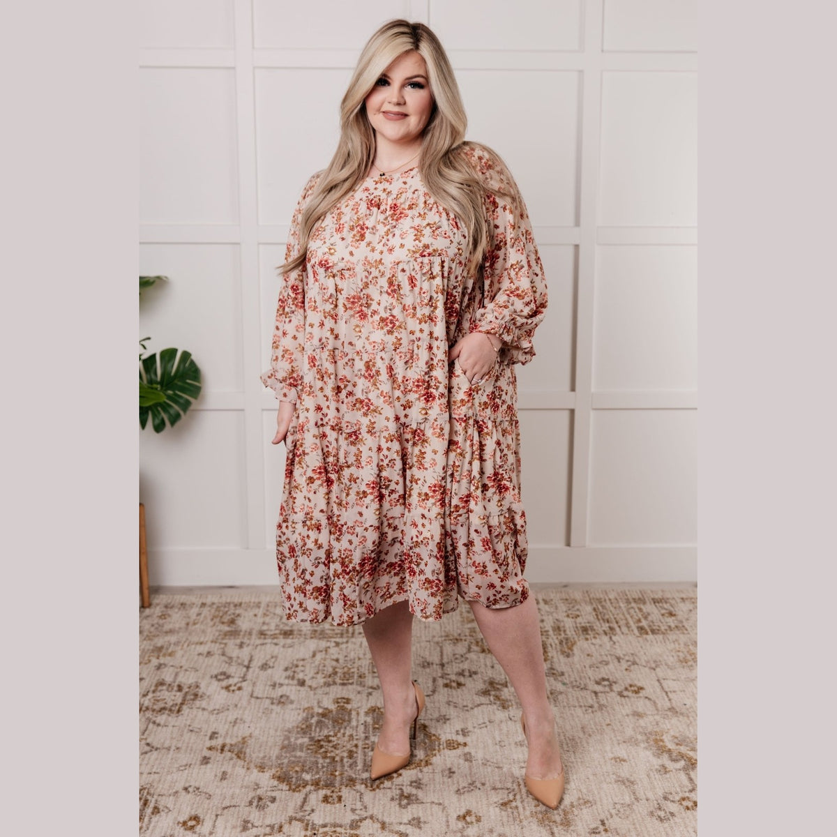 Next to You Balloon Sleeve Floral Dress