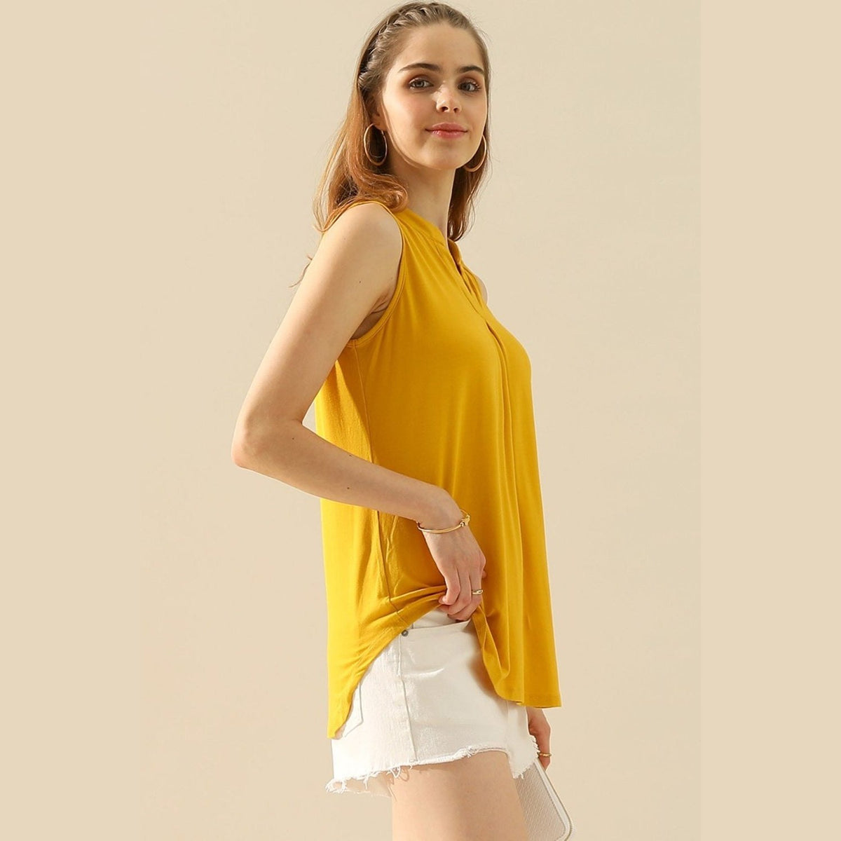 Ninexis Full Size Notched Sleeveless Top