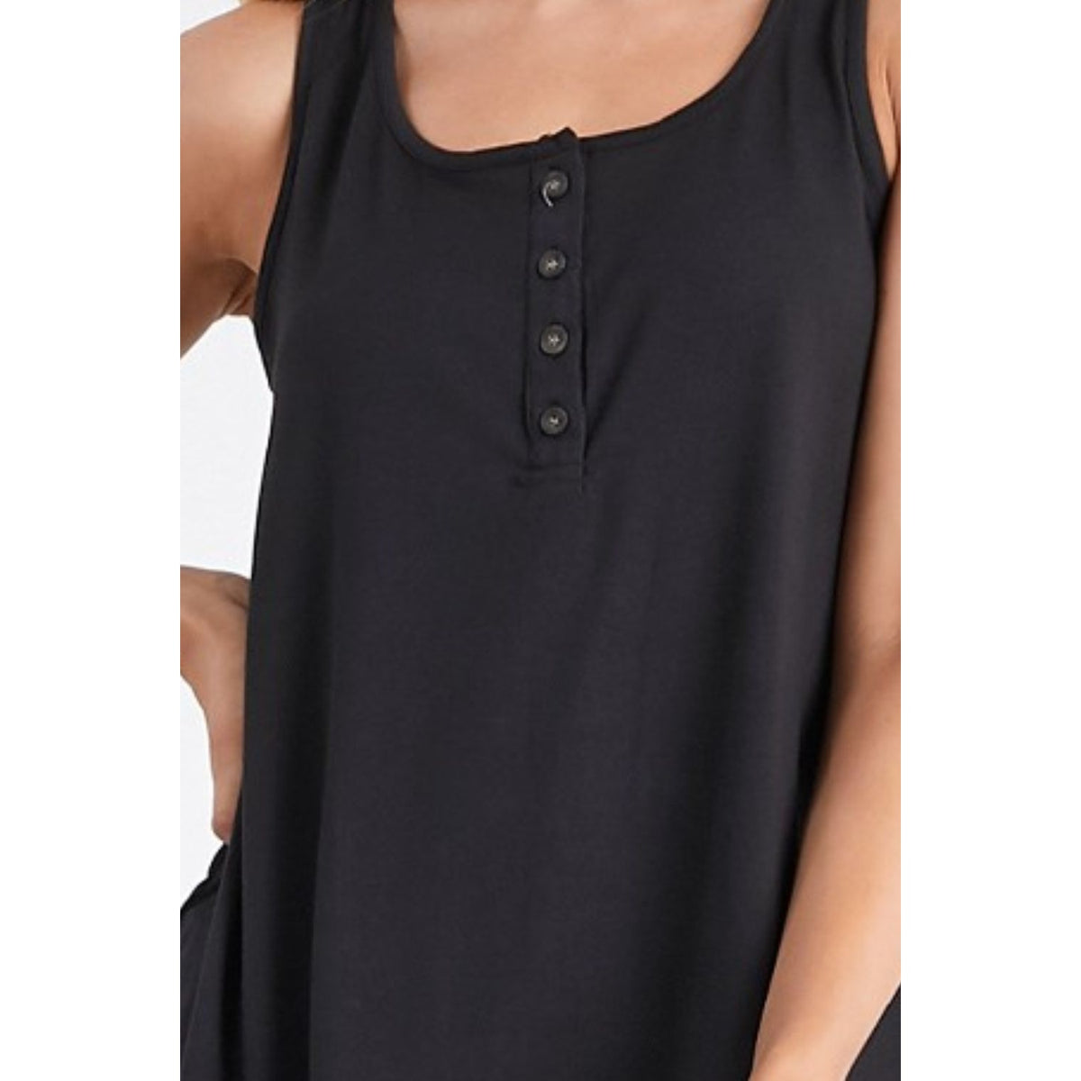 Ninexis Square Neck Half Button Tank