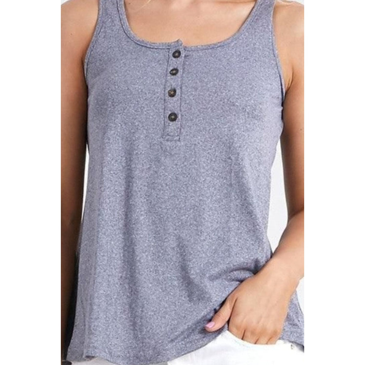 Ninexis Square Neck Half Button Tank