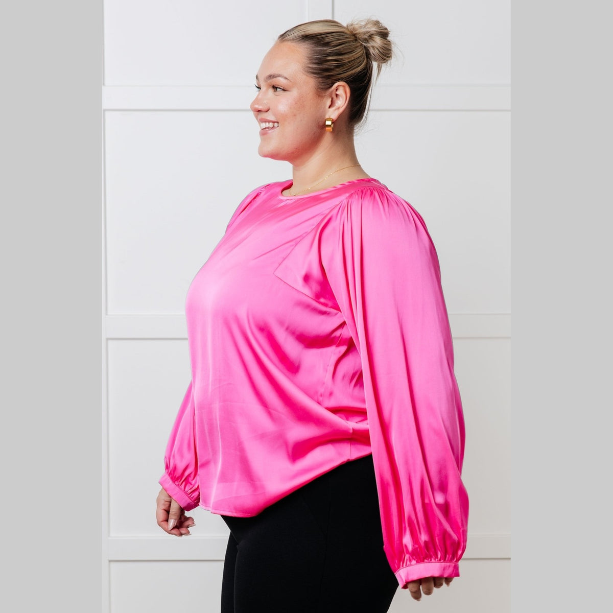 Not Exaggerating Satin Puff Sleeve Blouse