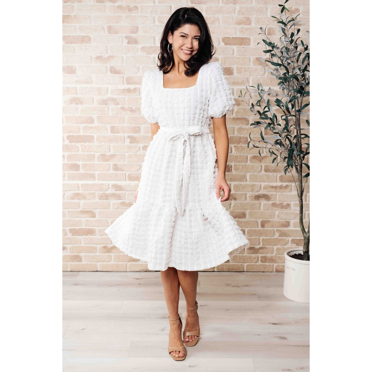 On Cloud Nine Bubble Midi Dress