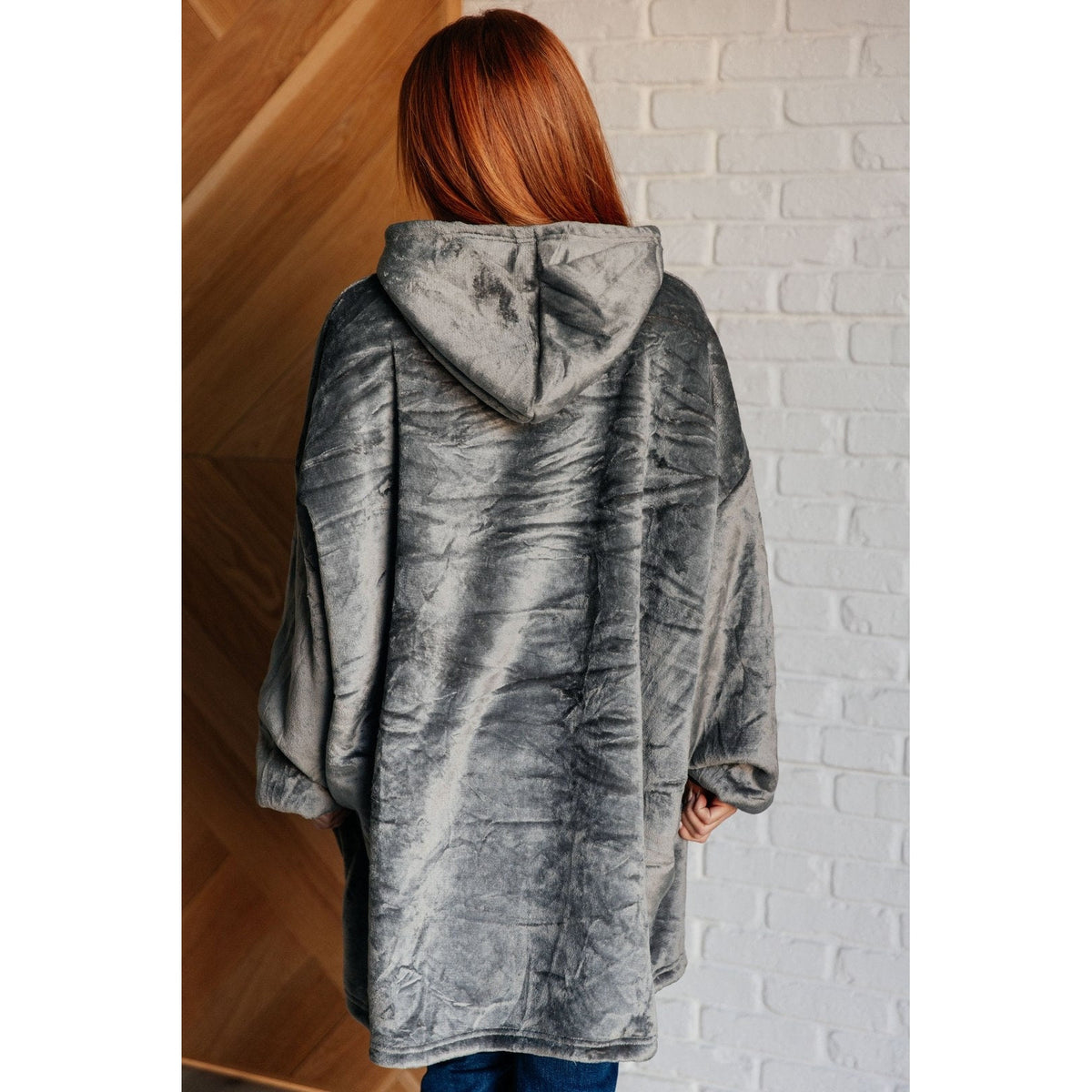 Oversized Velour Blanket Hoodie in Gray