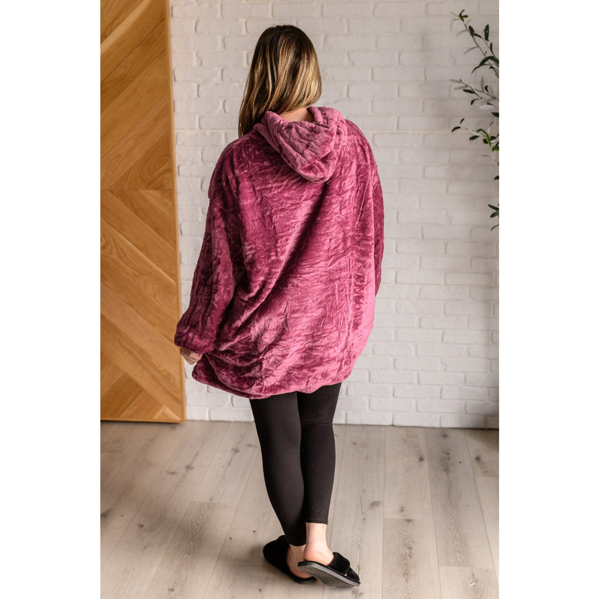 Oversized Velour Blanket Hoodie in Purple