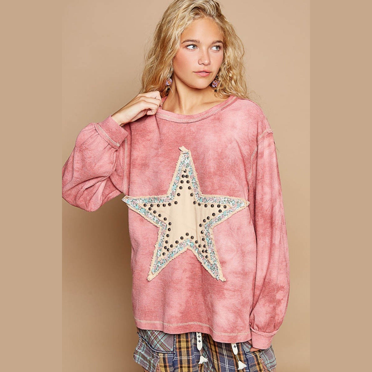 POL Washed Star Patch With Studded Top