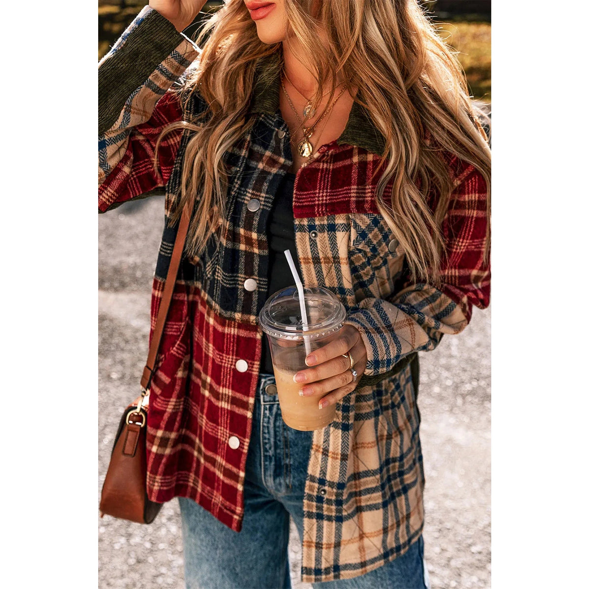 Plaid Button Up Long Sleeve Jacket