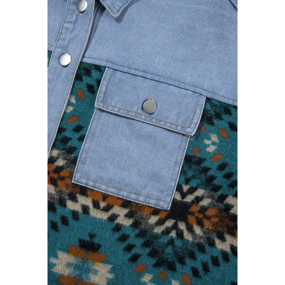 Pocketed Button Up Long Sleeve Denim Jacket