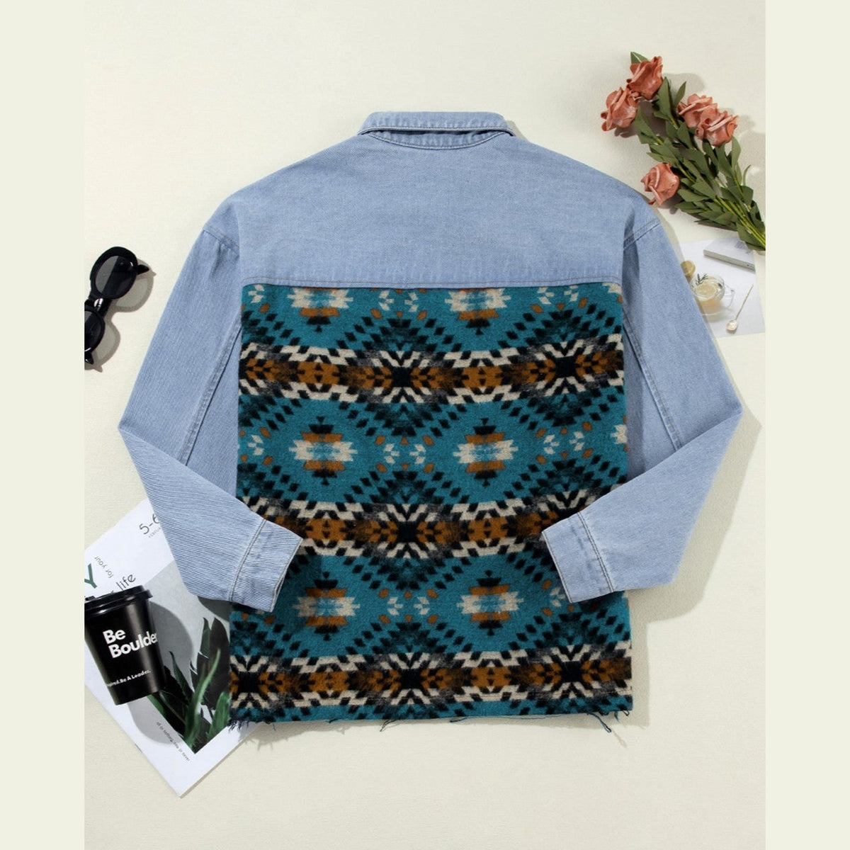 Pocketed Button Up Long Sleeve Denim Jacket