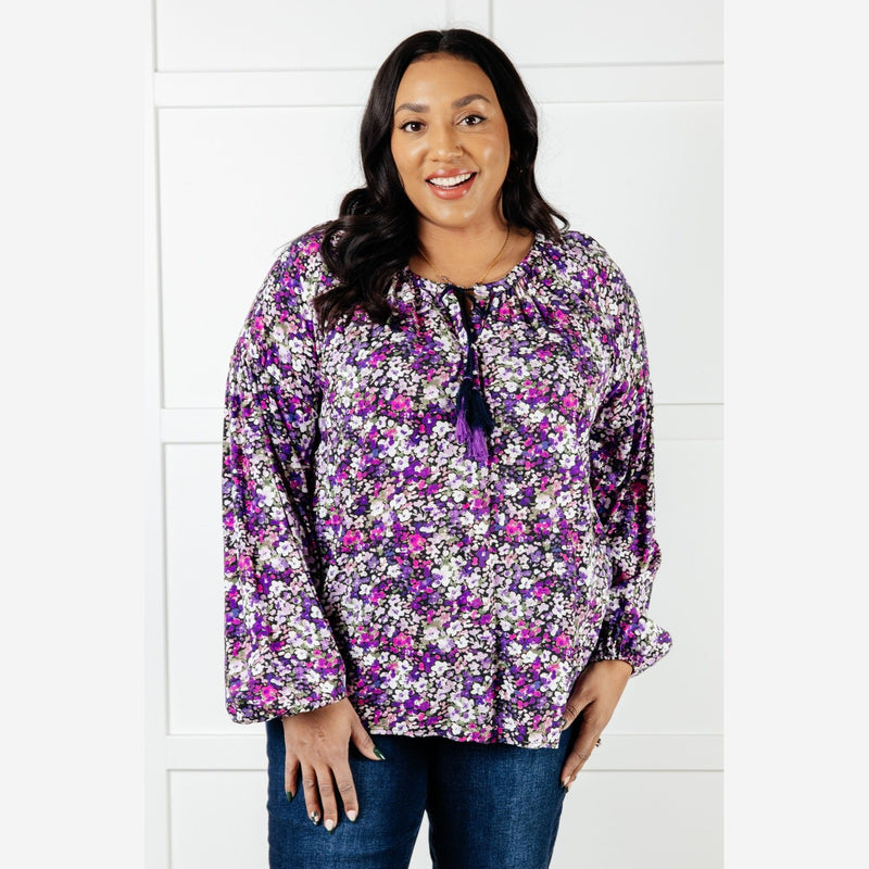 Pulled Together Ditsy Floral Bubble Sleeve Blouse