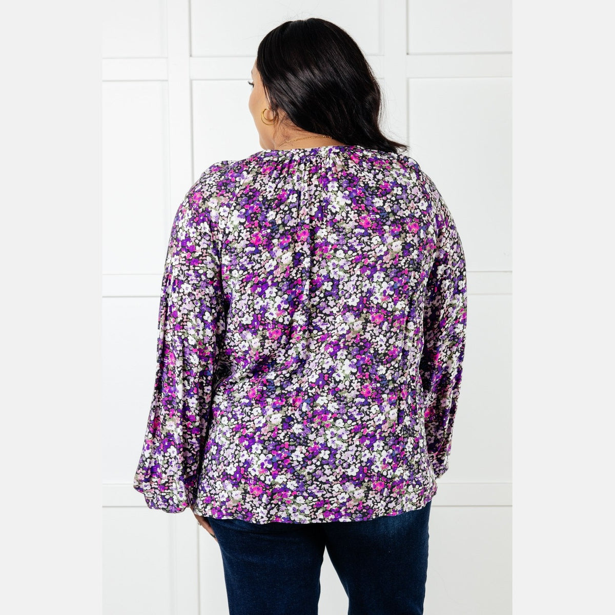 Pulled Together Ditsy Floral Bubble Sleeve Blouse