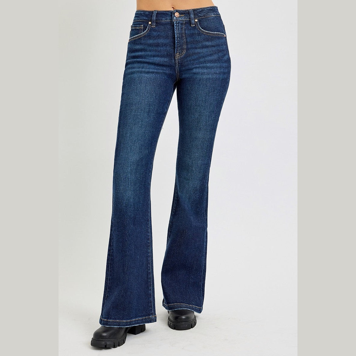 RISEN Full Size High Rise Flare Jeans with Pockets