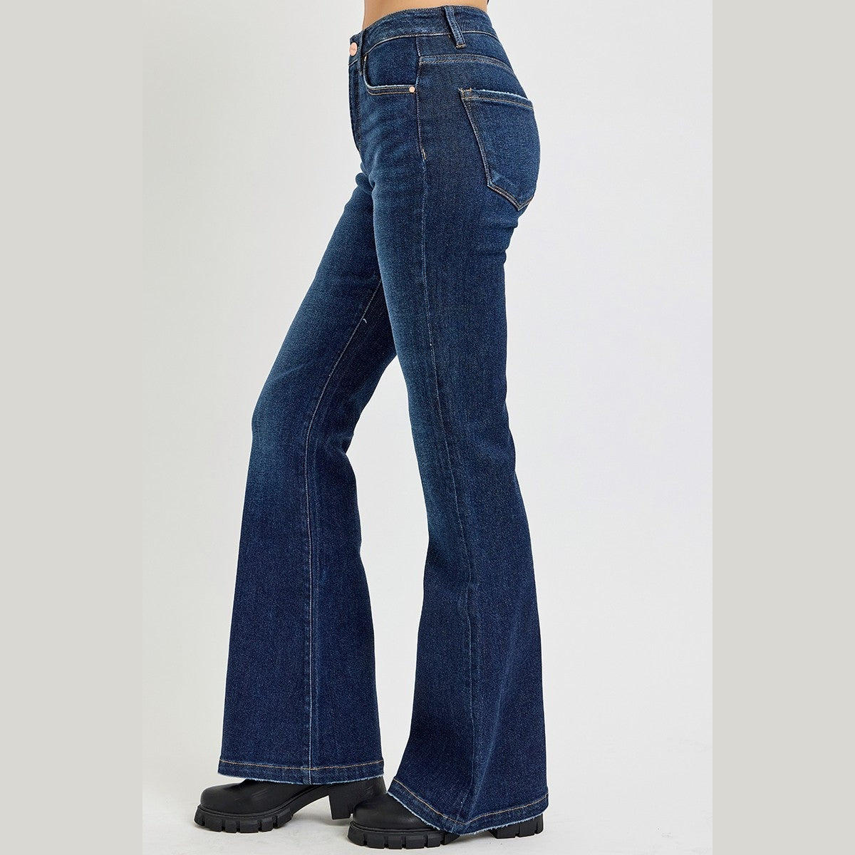 RISEN Full Size High Rise Flare Jeans with Pockets