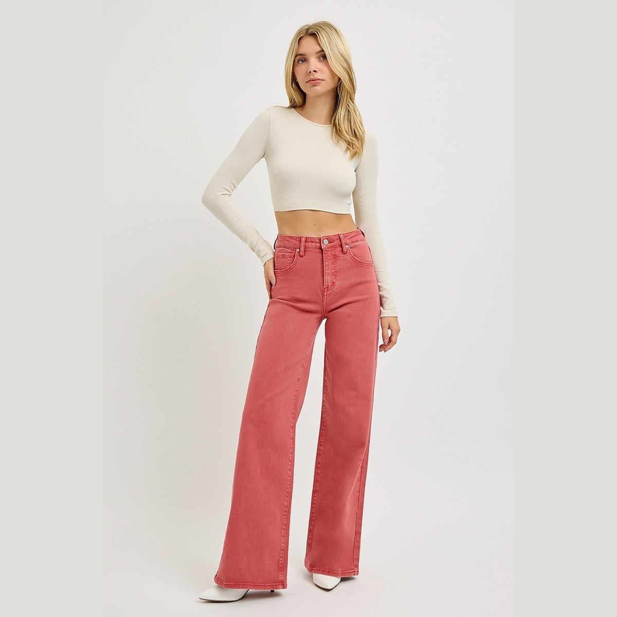 RISEN Full Size High Rise Tummy Control Wide Leg Jeans