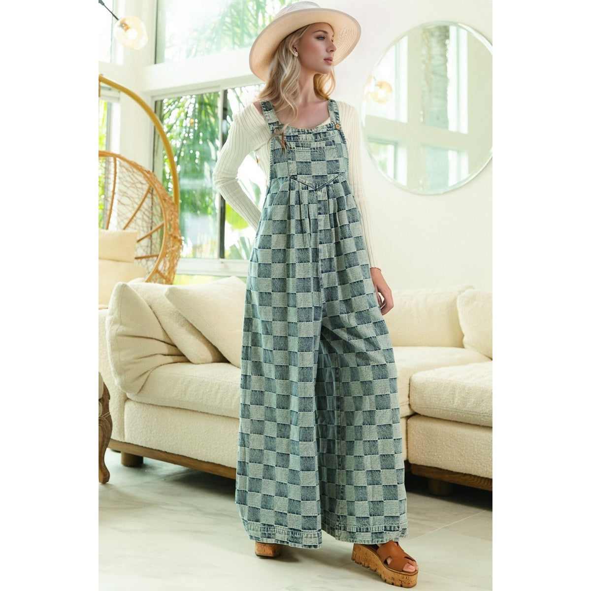 Sammie Checkered Wide Leg Jumpsuit