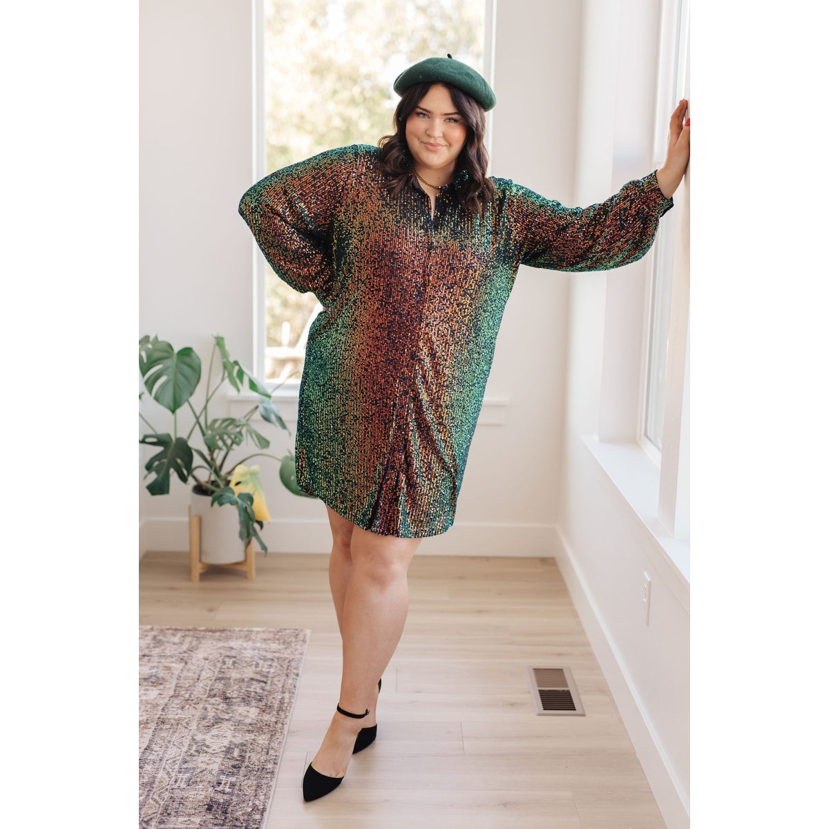 Shimmering Splendor Sequin Shirt Dress