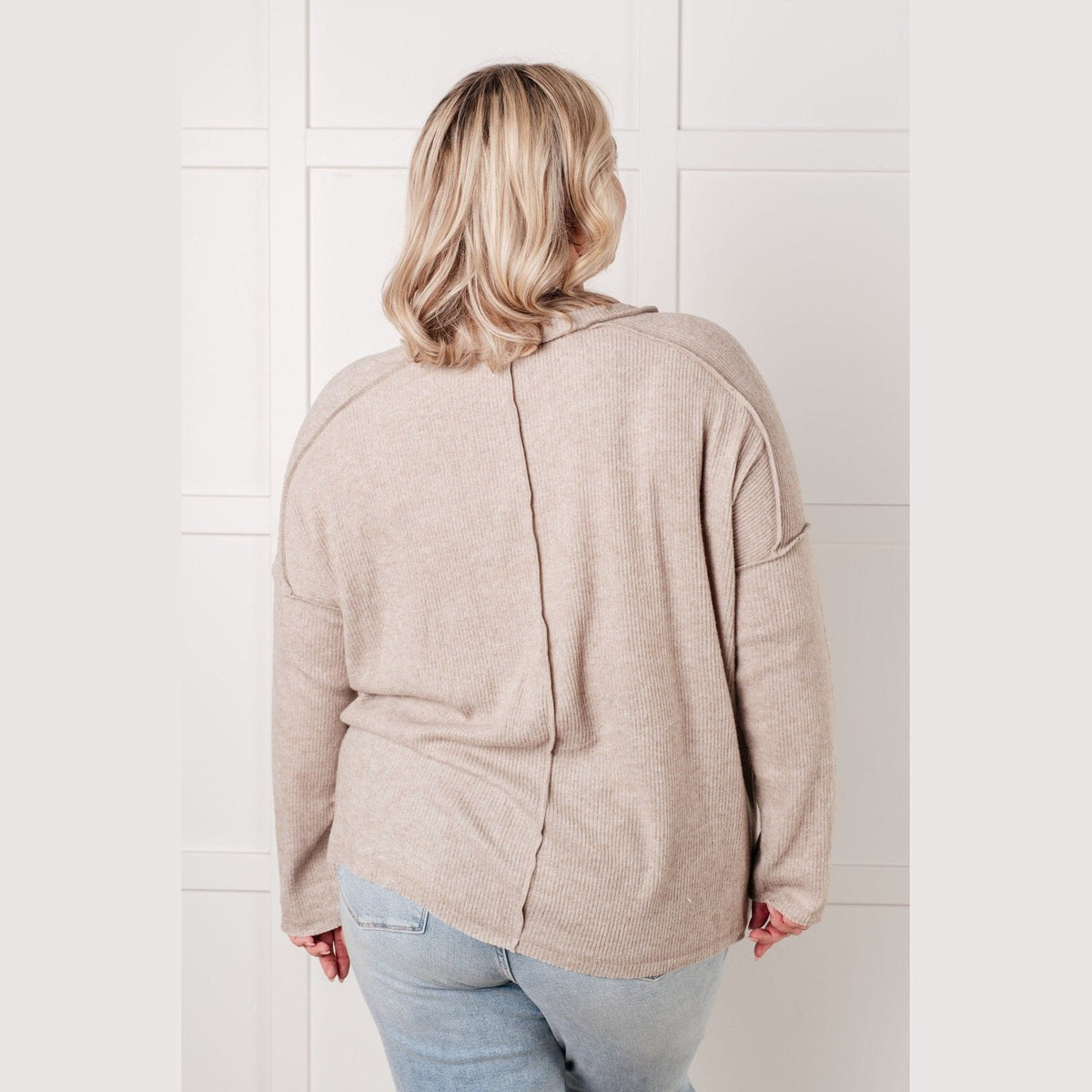 Simply Basic Ribbed Hacci Sweater in H Mocha