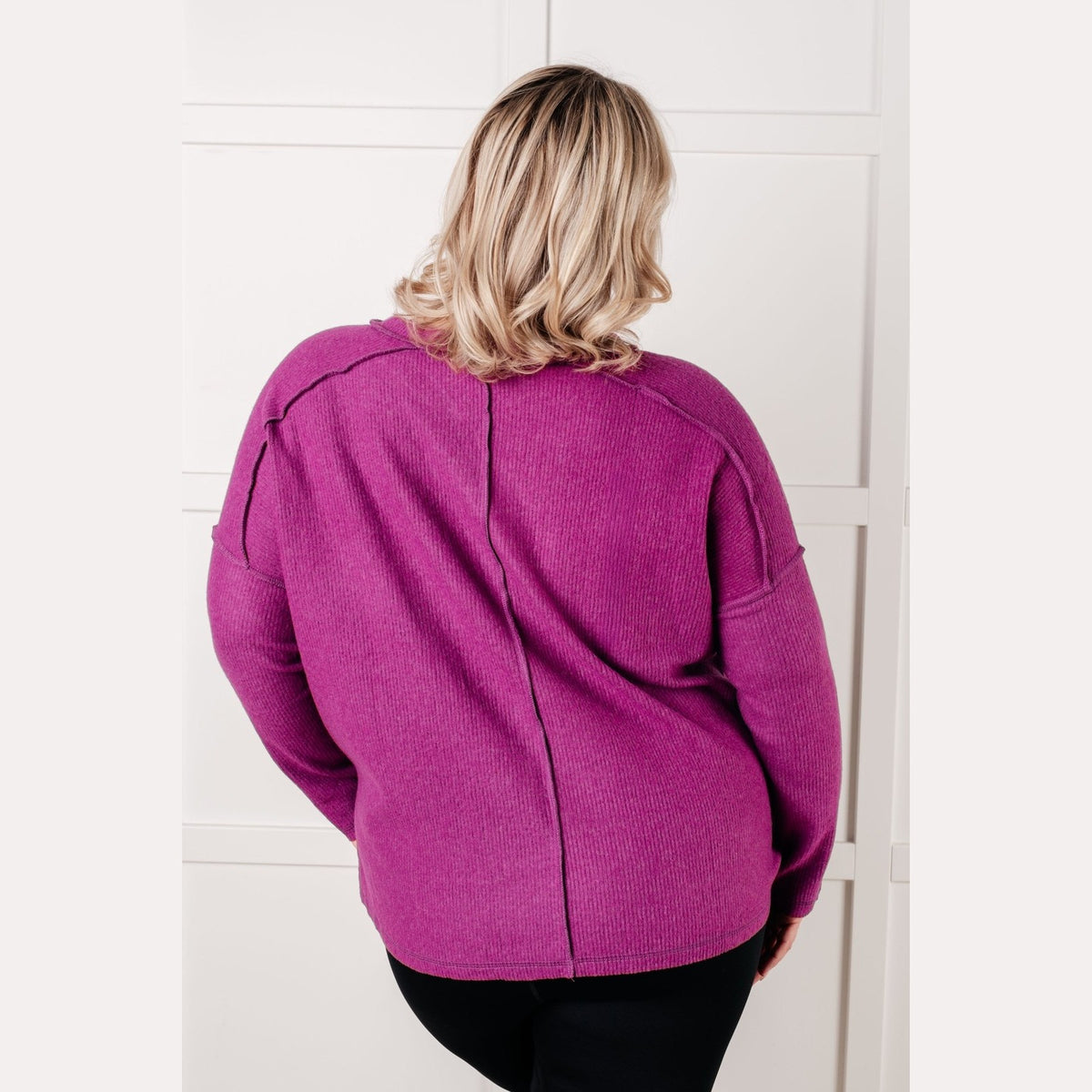 Simply Basic Ribbed Hacci Sweater in Light Plum