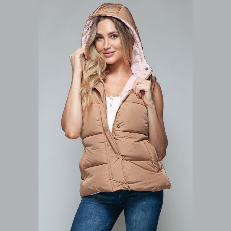 Snobbish Snap and Zip Closure Hooded Vest