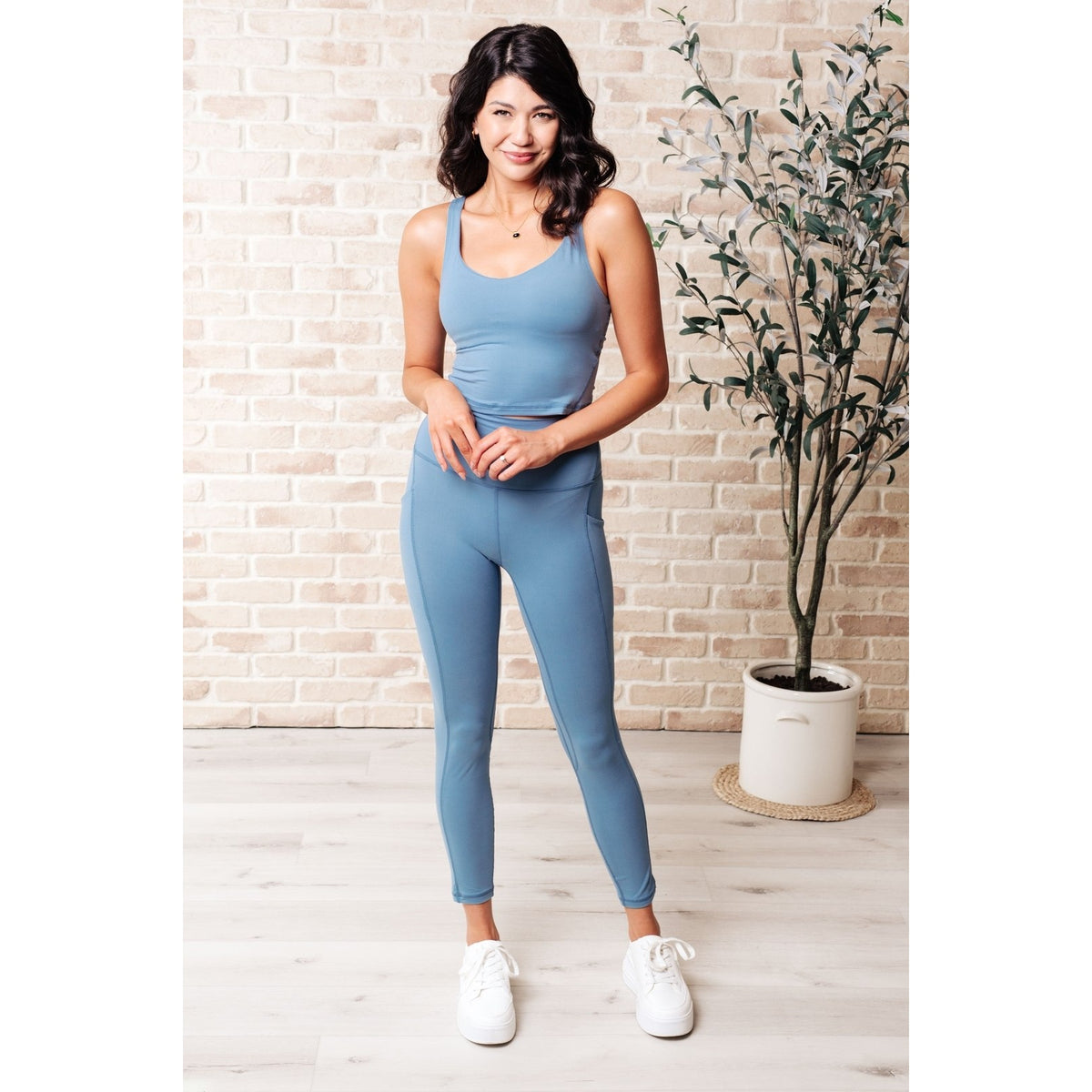 Somewhere to Start Leggings in Dusty Blue