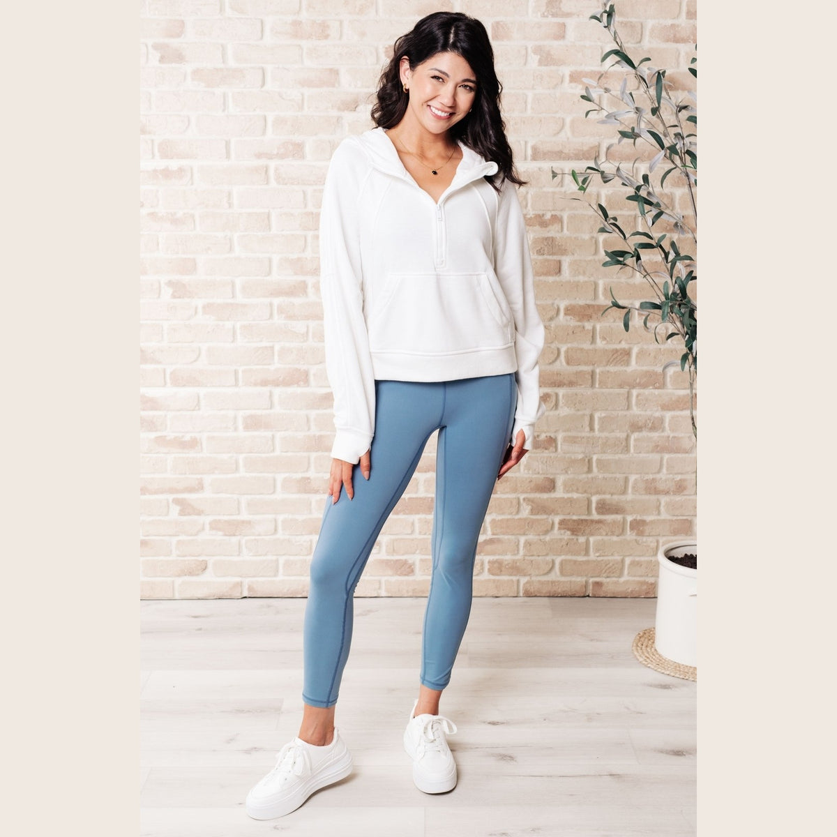 Somewhere to Start Leggings in Dusty Blue