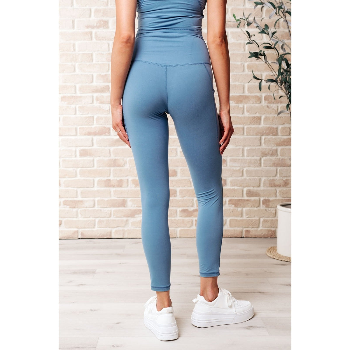 Somewhere to Start Leggings in Dusty Blue