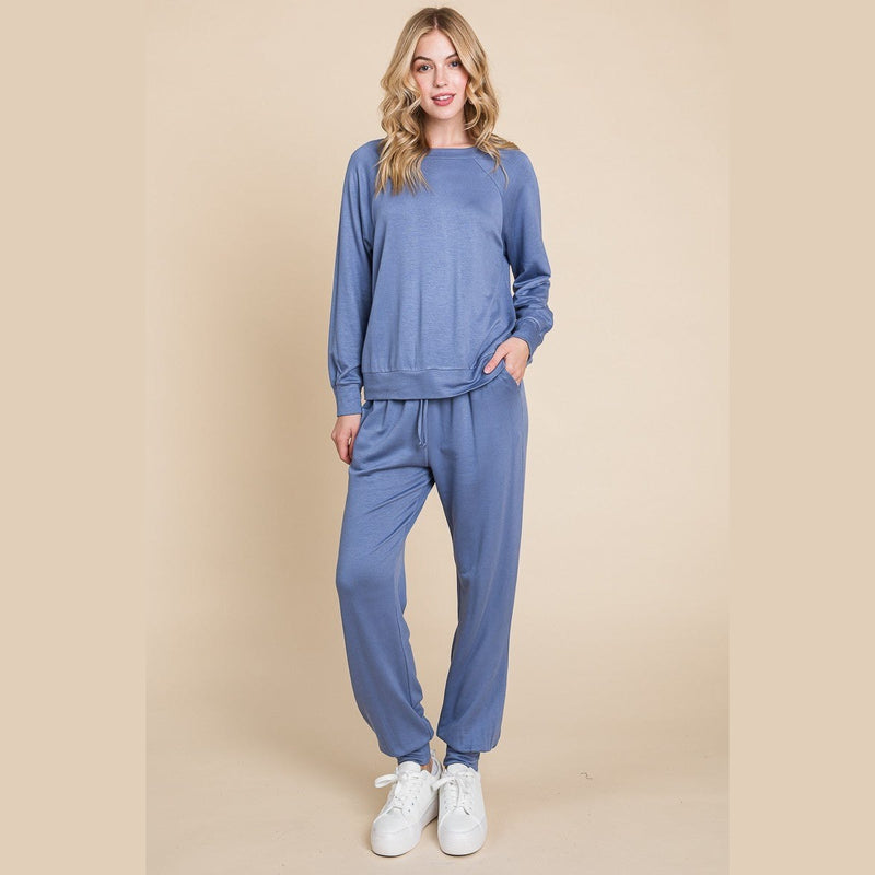 Super Lady Round Neck Raglan Sleeve Top and Pants Lounge Set