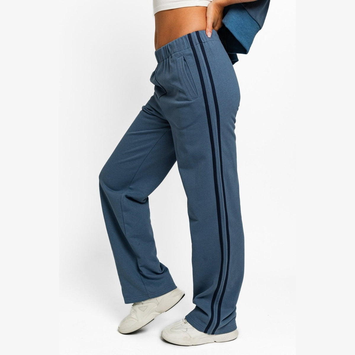 Tasha Apparel High Waisted Side Stripes Straight Track Sweatpants