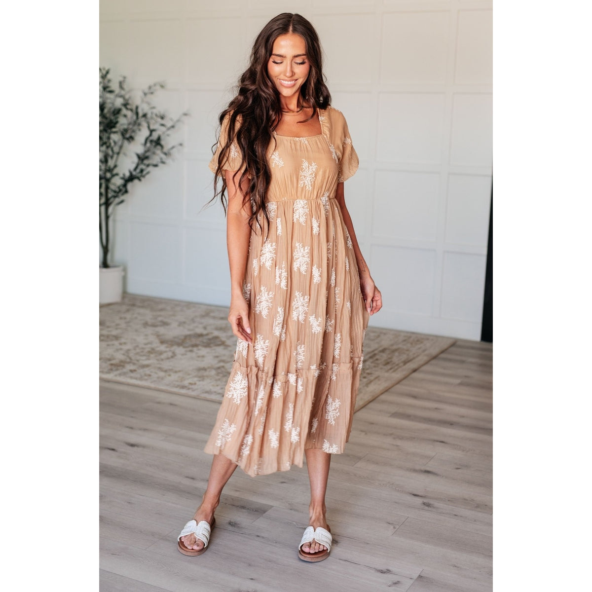 Trusting My Intuition Balloon Sleeve Dress in Camel