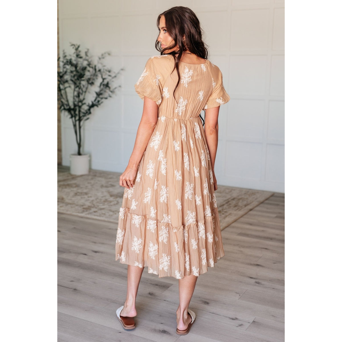 Trusting My Intuition Balloon Sleeve Dress in Camel