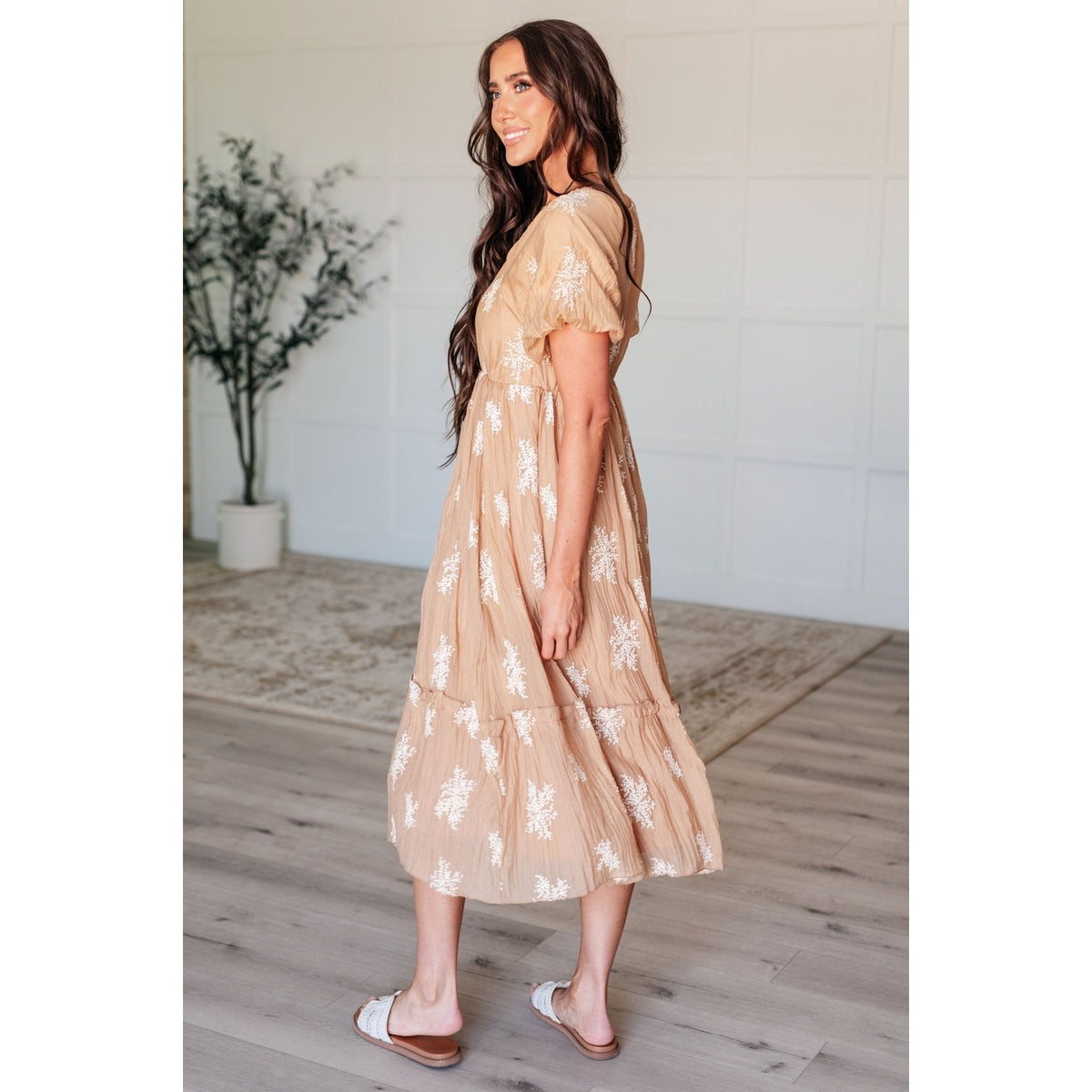 Trusting My Intuition Balloon Sleeve Dress in Camel