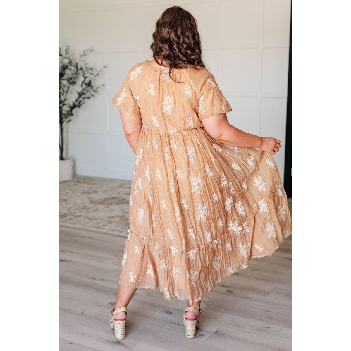 Trusting My Intuition Balloon Sleeve Dress in Camel