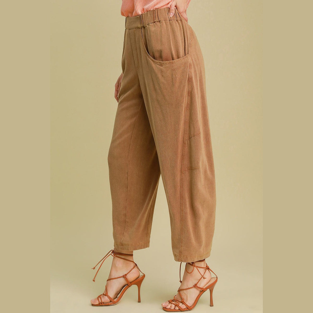 Umgee Elastic Waist Baggy Fit Pants with Pockets