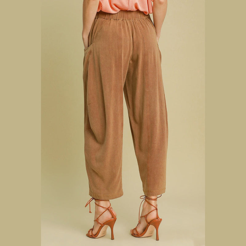 Umgee Elastic Waist Baggy Fit Pants with Pockets