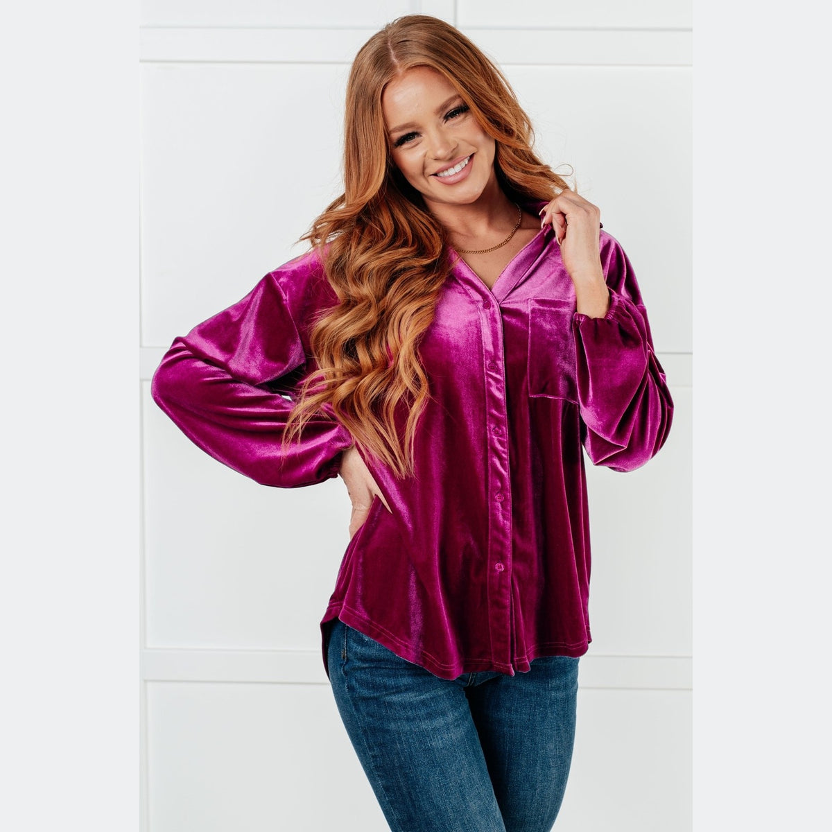 Velvet Queen Balloon Sleeve Top