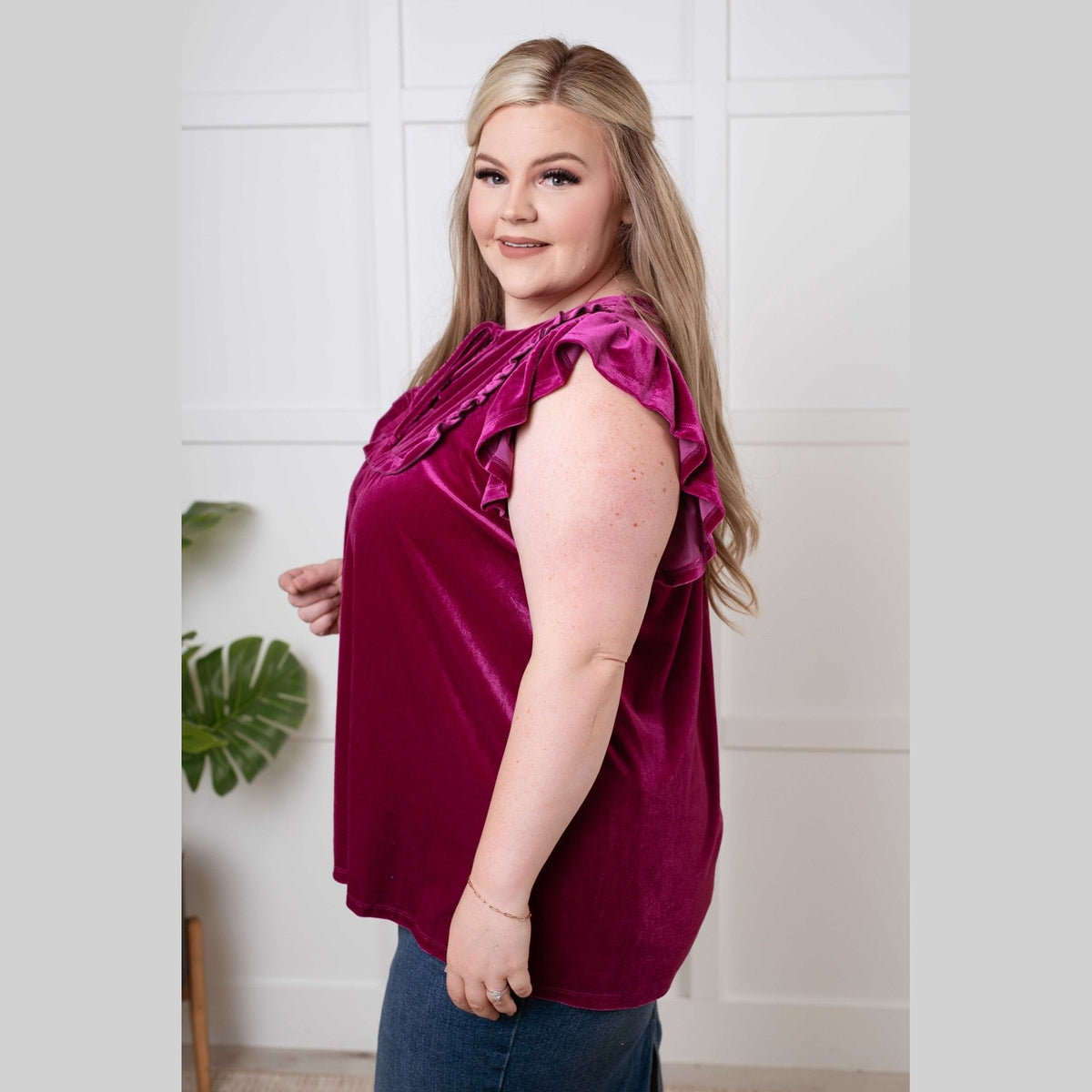 Velveteen Queen Blouse in Magenta