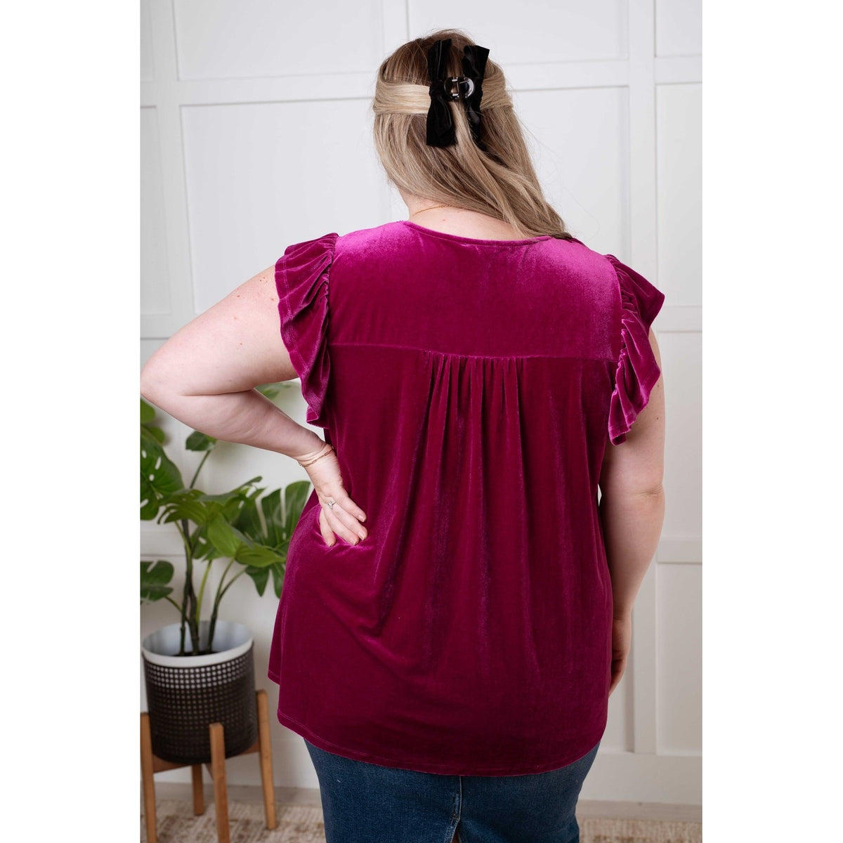 Velveteen Queen Blouse in Magenta