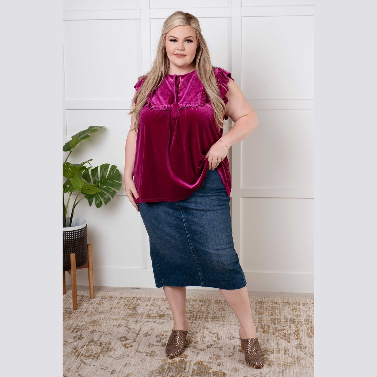 Velveteen Queen Blouse in Magenta