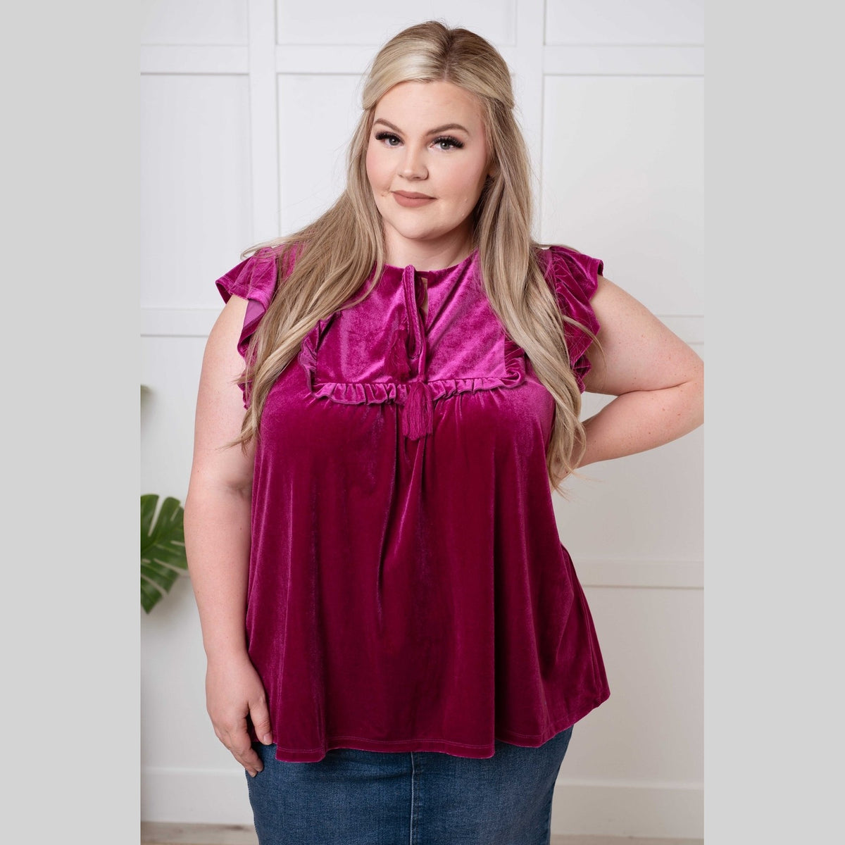 Velveteen Queen Blouse in Magenta