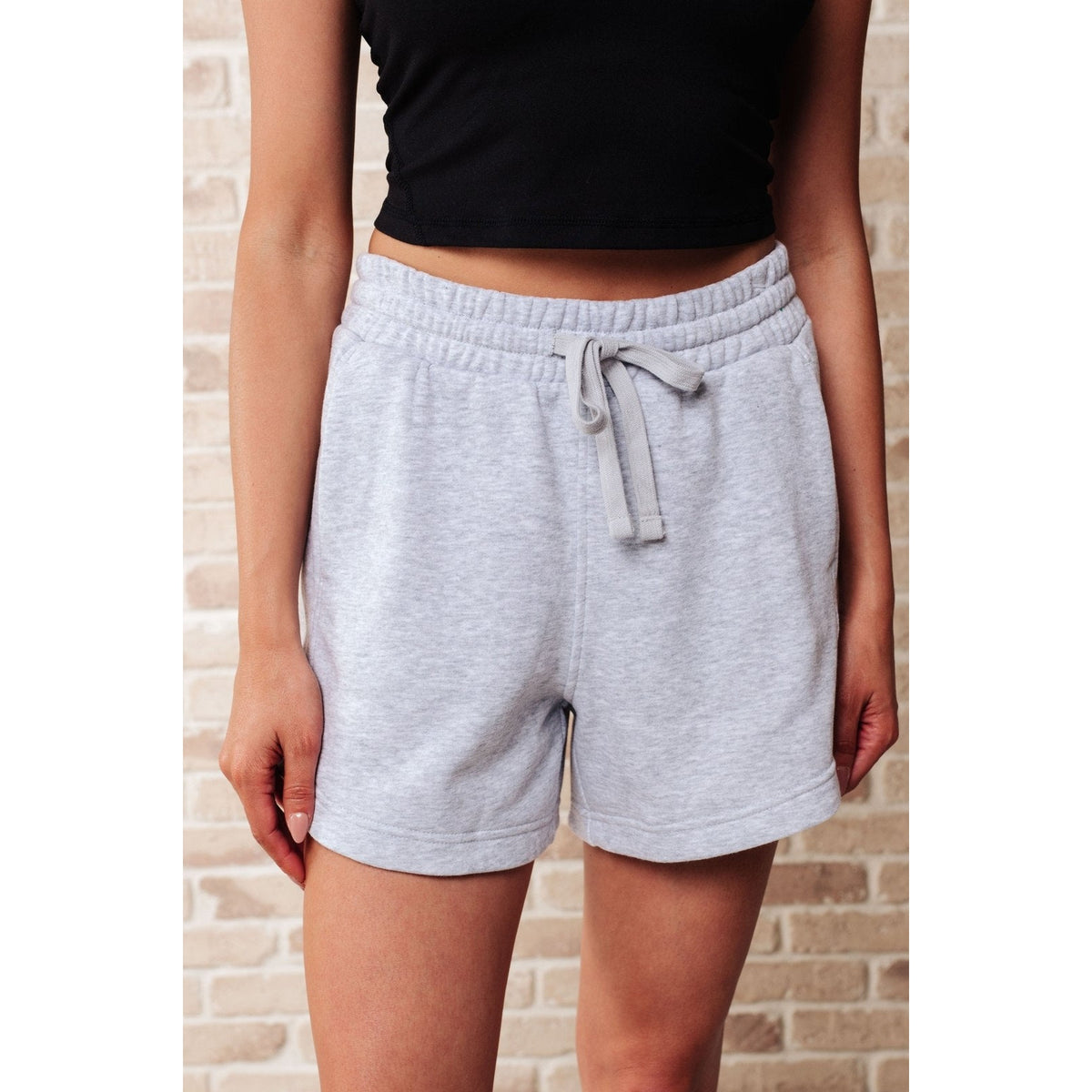 We're Only Getting Better Drawstring Shorts in Grey