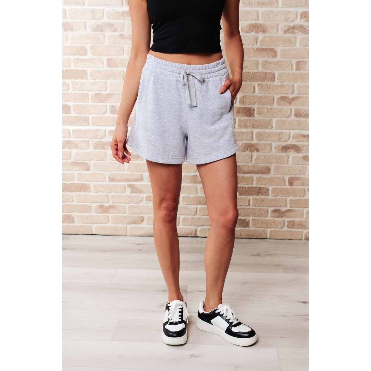 We're Only Getting Better Drawstring Shorts in Grey