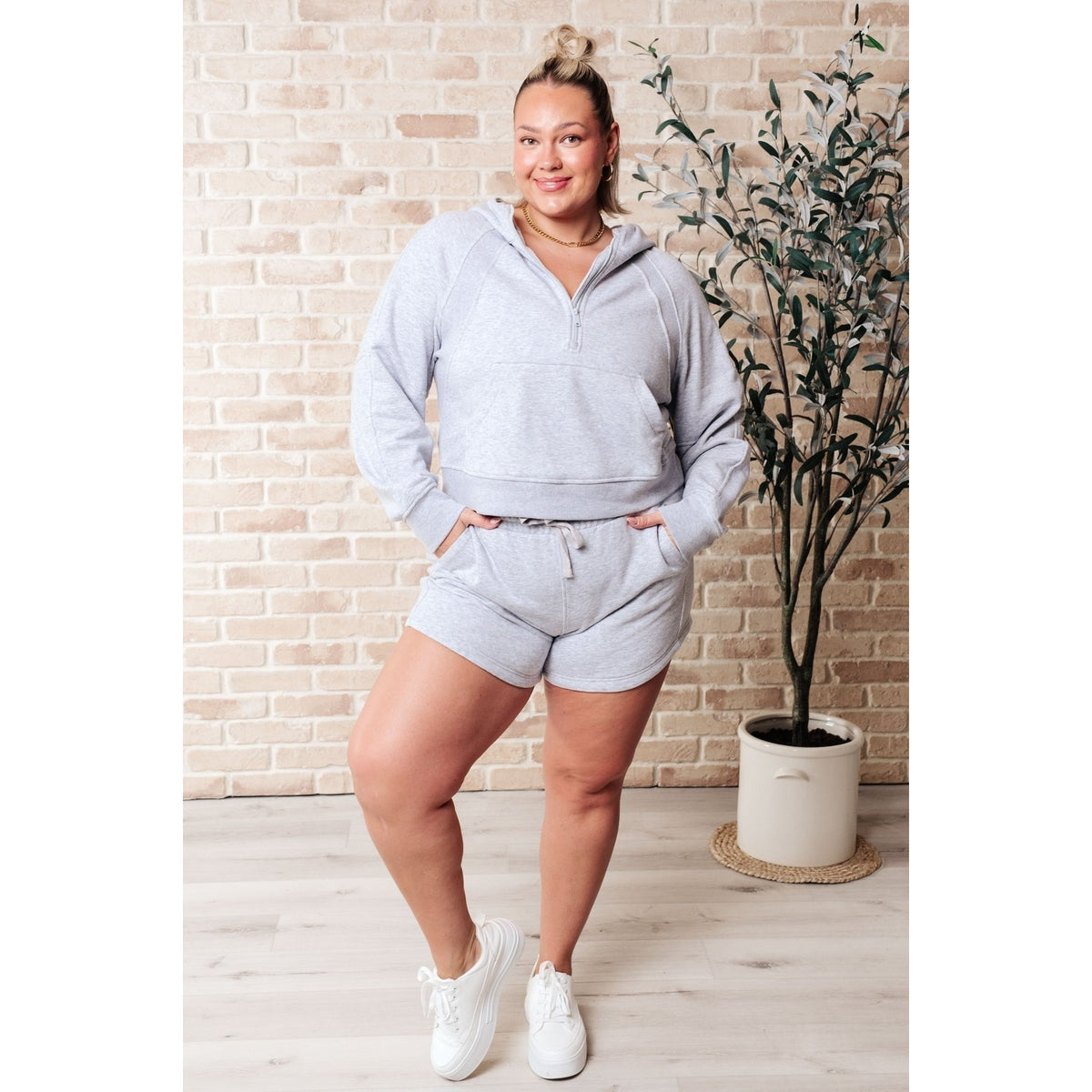 We're Only Getting Better Drawstring Shorts in Grey