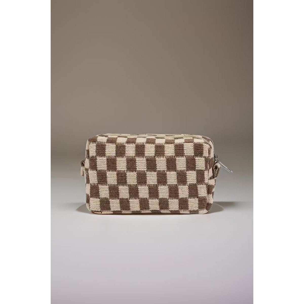 Zenana Checkered Pattern Knitted Cosmetic Pouch